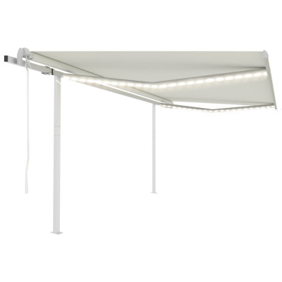 Copertină automată cu senzor vânt & LED - crem - 4,5x3 m