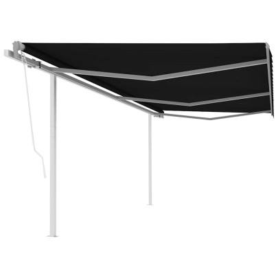 Copertină retractabilă automat - cu stâlpi - antracit - 6x3 m
