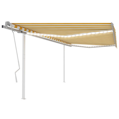 Copertină retractabilă manual - cu LED galben și alb - 4,5x3,5 m