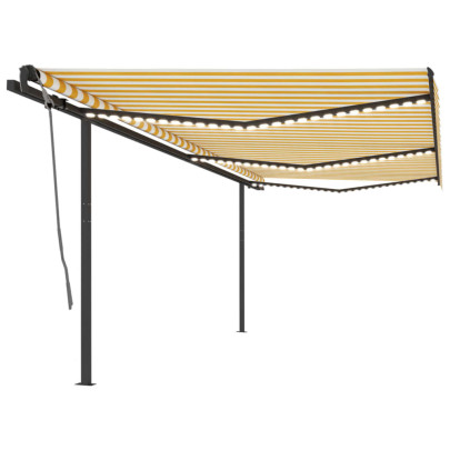 Copertină retractabilă manual cu LED - galben & alb - 6x3 m