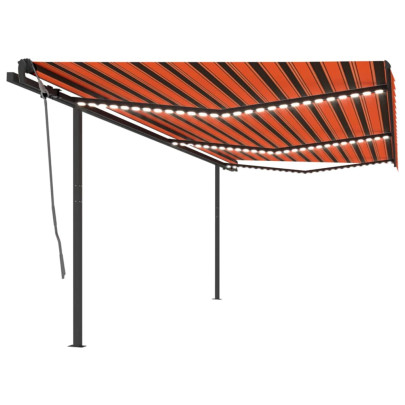 Copertină retractabilă manual - LED - portocaliu/maro - 6x3,5 cm