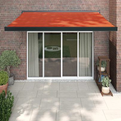 Copertină retractabilă portocaliu/maro 3,5x2,5m textil/aluminiu