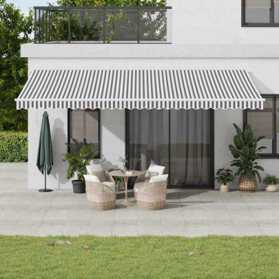 Copertină retractabilă automat cu LED - antracit/alb - 600x300 cm
