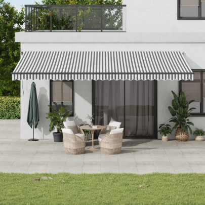 Copertină retractabilă automat LED-uri antracit/alb 600x350 cm