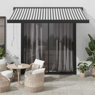 Copertină retractabilă antracit/alb - 3,5x2,5 m - textil/aluminiu