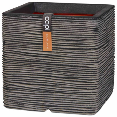 Jardinieră Nature Rib - antracit - 40x40 cm - pătrat - KOFZ903