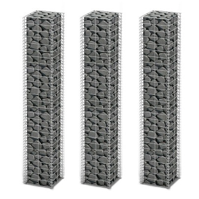 Set gabioane - 3 buc - sârmă galvanizată - 25 x 25 x 150 cm
