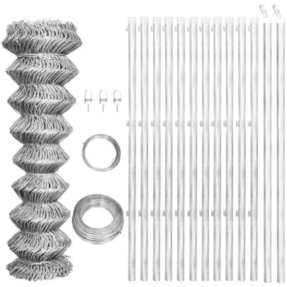 Gard din plasă cu stâlpi - argintiu - 25 x 1 m - oțel galvanizat