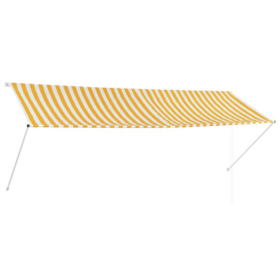 Copertină retractabilă - galben și alb - 350 x 150 cm