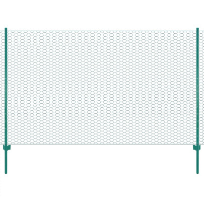 Gard din plasă de sârmă cu stâlpi - verde - 25 x 2 m - oțel