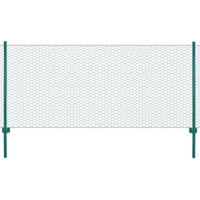 Gard din plasă de sârmă cu stâlpi - verde - 25 x 1 m - oțel