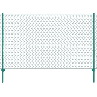 Gard din plasă de sârmă cu stâlpi - verde - 25 x 1,5 m - oțel