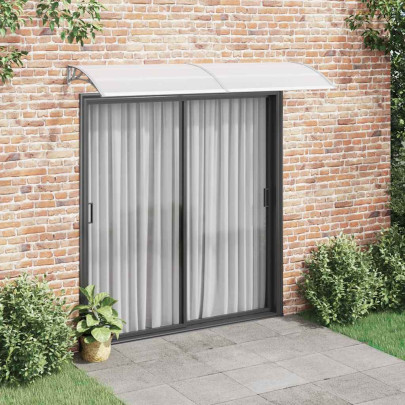 Copertină de ușă - gri și transparent - 240 x 75 cm - PC