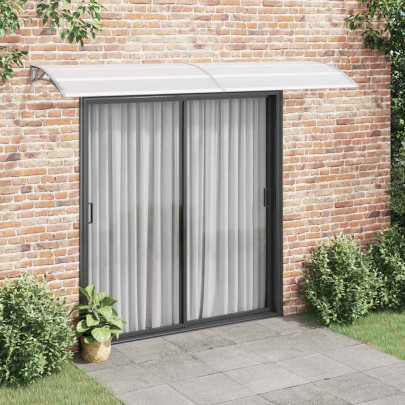Copertină de ușă - gri și transparent - 300 x 75 cm - PC