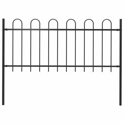 Gard de grădină cu vârf curbat - negru - 1,8 m - oțel