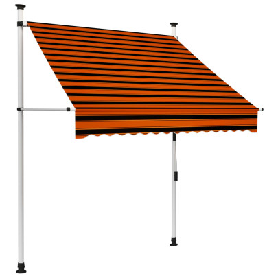 Copertină retractabilă manual - portocaliu și maro - 150 cm