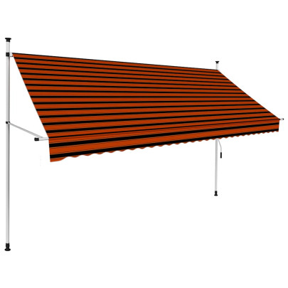 Copertină retractabilă manual - portocaliu și maro - 300 cm