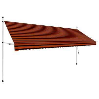 Copertină retractabilă manual - portocaliu și maro - 400 cm