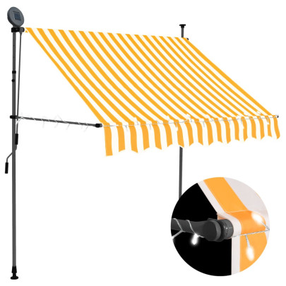 Copertină retractabilă manual cu LED - alb & portocaliu - 200 cm