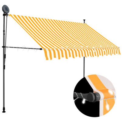 Copertină retractabilă manual cu LED - alb & portocaliu - 250 cm