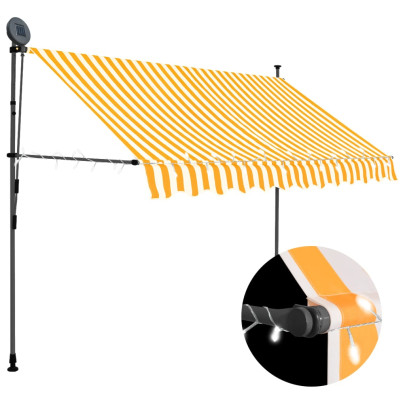 Copertină retractabilă manual cu LED - alb & portocaliu - 300 cm