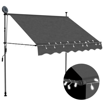 Copertină retractabilă manual cu LED - antracit - 150 cm