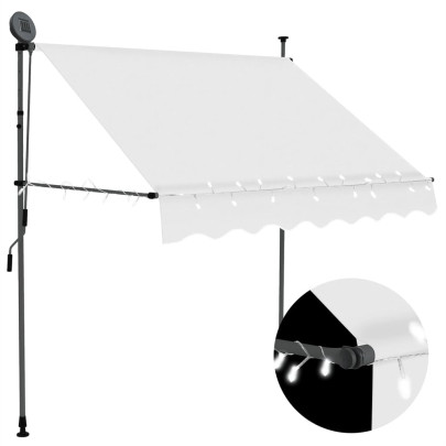 Copertină retractabilă manual cu LED - crem - 200 cm