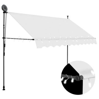 Copertină retractabilă manual cu LED - crem - 250 cm