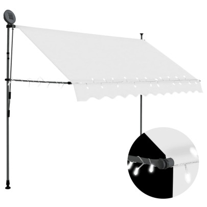 Copertină retractabilă manual cu LED - crem - 300 cm