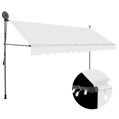 Copertină retractabilă manual cu LED - crem - 400 cm