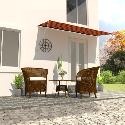 Copertină retractabilă - portocaliu și maro - 350 x 150 cm