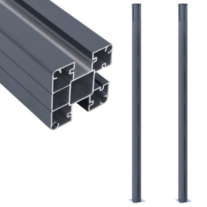 Stâlpi de gard - 2 buc. - gri închis - 185 cm - aluminiu