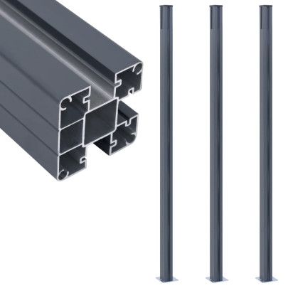Stâlpi de gard - 3 buc. - gri închis - 185 cm - aluminiu