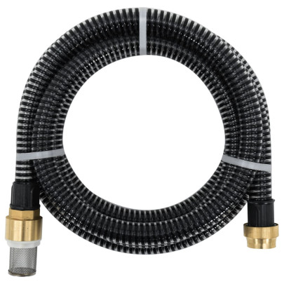 Furtun de aspirație cu racorduri din alamă - negru 1,1" 10 m PVC