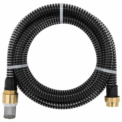 Furtun de aspirație cu racorduri din alamă - negru 1,1" 20 m PVC