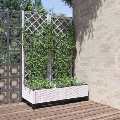 Jardinieră de grădină cu spalier - alb - 80x40x121,5 cm - PP