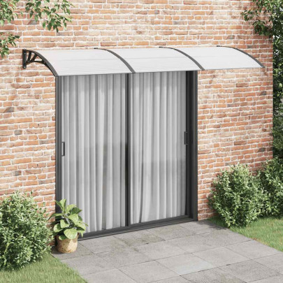 Copertină de ușă - negru și transparent - 300x75 cm - policarbonat