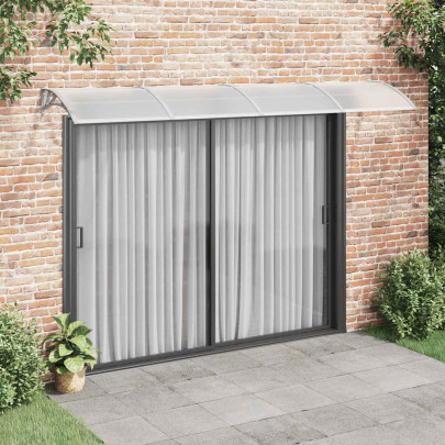Copertină de ușă - gri și transparent - 350x75 cm - policarbonat