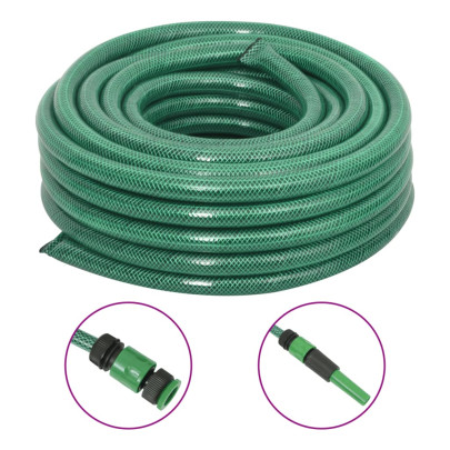 Furtun de grădină cu set de racorduri - verde - 0,75" - 50 m - PVC