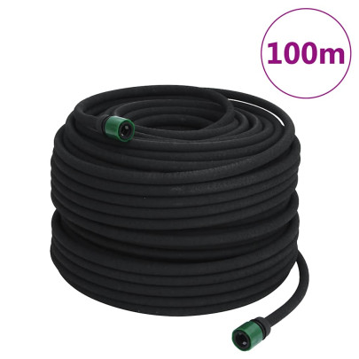 Furtun poros de grădină - negru - 0,6" - 100 m - cauciuc