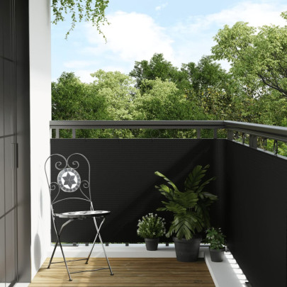 Paravan pentru balcon - negru - 1000x80 cm - poliratan