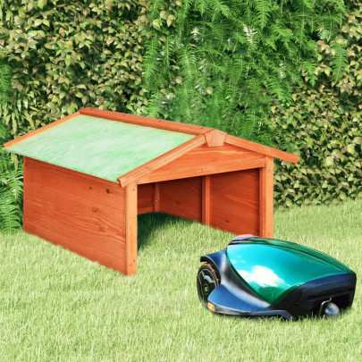 Garaj mașină de tuns iarba robot - 72x87x50 cm - lemn masiv brad