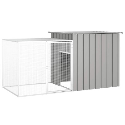 Coteț pentru păsări - gri - 200x91x100 cm - oțel galvanizat