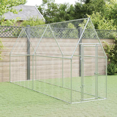 Coteț pentru păsări - gri - 400x100x190 cm - oțel galvanizat