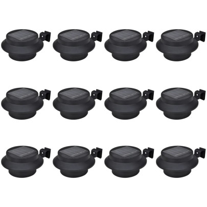 Lămpi solare de exterior pentru gard - 12 buc. - negru - LED