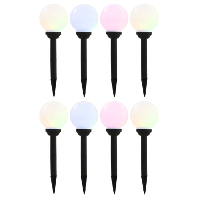 Lămpi solare de exterior cu LED - 8 buc. - 15 cm - RGB - sferic