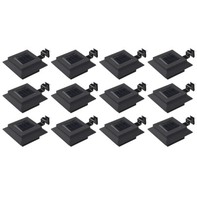 Lămpi solare de exterior - 12 buc. - negru - 12 cm - pătrat - LED