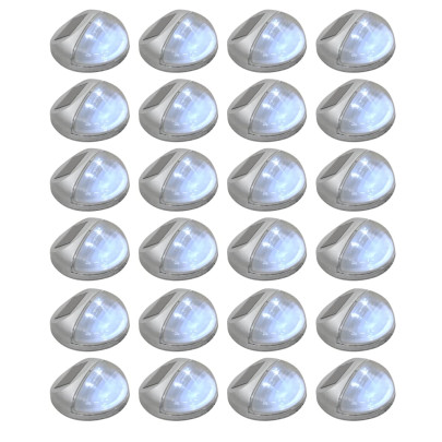 Lămpi solare de perete exterior 24 buc. argintiu rotund LED