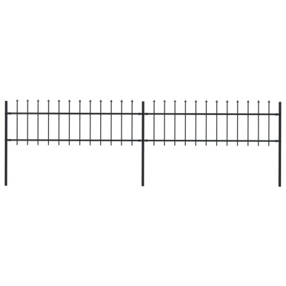 Gard de grădină cu vârf suliță - negru - 3,4 m - oțel