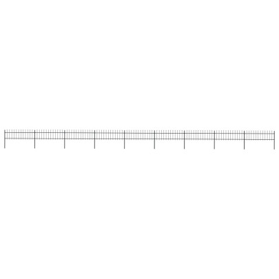 Gard de grădină cu vârf suliță - negru - 15,3 m - oțel